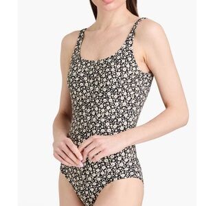 NWT Tory Burch One-Piece Printed Tank Swimsuit In Black Tonal Ditsy Size Small